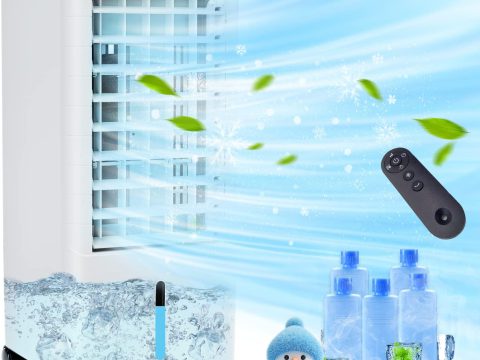 Compact Portable Air Conditioner with Multiple Modes, Remote Control, Timer, and Oscillation
