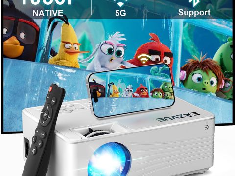 EAZVUE Mini Projector: Native 1080P, 5G WiFi, Bluetooth 5.2, Portable and Compatible with Multiple Devices