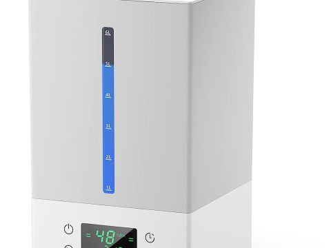 Large room 6L humidifiers with essential oils diffuser, double spray nozzle, auto-shut off, sleep mode.