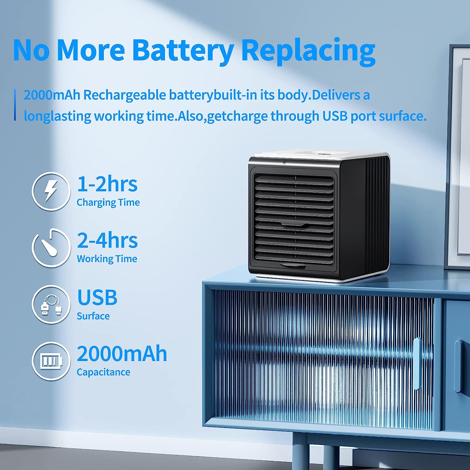 Mini Portable Air Conditioner: USB Personal Evaporative Cooler for Room, Desk, Office, Bedroom, Camping