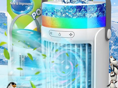 Portable 4-IN-1 Air Cooler with 3 Speeds, 7 Colors Light - Ideal for Room and Office