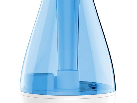 Quiet, long-lasting humidifier for bedroom, nursery, office, and plants with 360° rotation nozzle and night light.