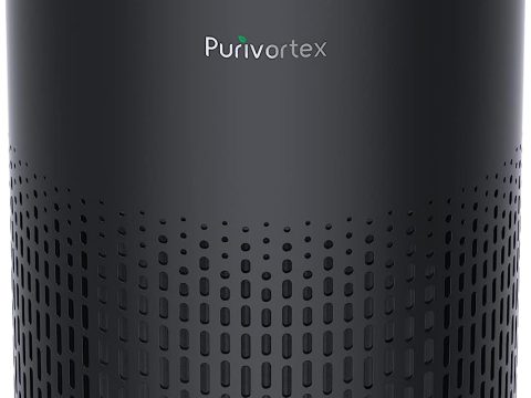 SGS Certified AC400 Black Purivortex Air Purifier: Quiet, Ozone-Free, Ideal for Bedroom, Home, Kitchen; Filters Allergens, Smoke, Odor.