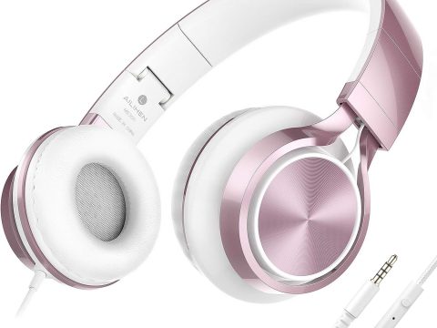 AILIHEN MS300 Kids Headphones: Rose Gold Wired Teen Headset