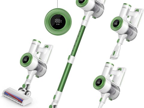 Homeika Cordless Stick Vacuum Cleaner: Powerful Suction, LED Display, 30 Min Runtime (Pink)