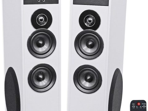 Rockville TM80C Cherry Home Theater Tower Speakers: Sub/Bluetooth/USB (8")