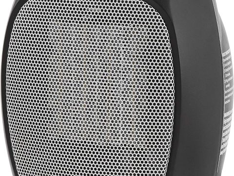 Amazon Basics Silver Ceramic Personal Heater with Adjustable Thermostat (1500W)