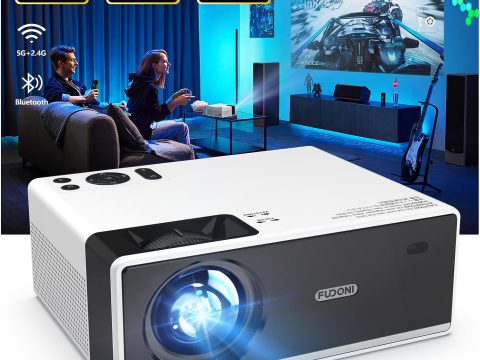 FUDONI Outdoor Portable Projector: 5G WiFi, Bluetooth, 15000L, 1080P
