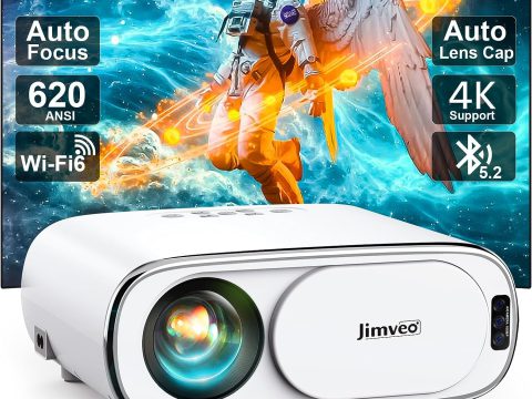 Jimveo WiFi 6 Bluetooth5.2 Auto Focus Outdoor Projector