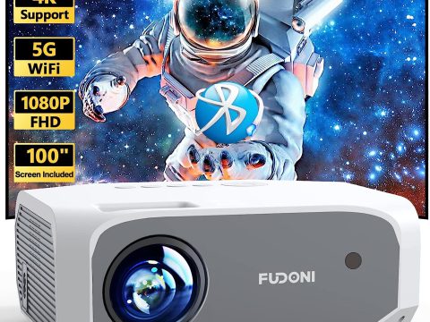 FUDONI Portable 12000L Outdoor Movie Projector with 5G WiFi and Bluetooth