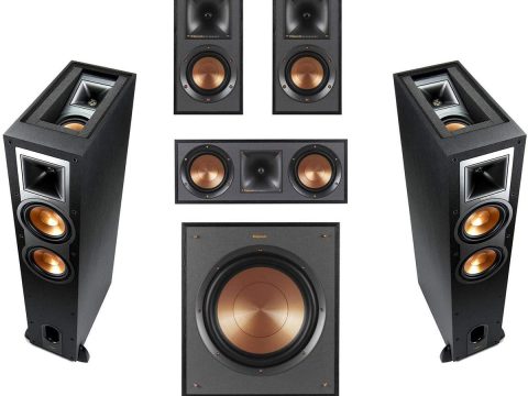 Klipsch R-26FA 5.1 Home Theater Pack, Brushed Black Polymer Veneer.