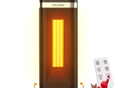 Celoran Portable Electric Heater: 1500W PTC Ceramic Heating, Remote Control