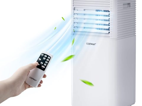 COSTWAY Portable Air Conditioner: 8000BTU, Remote Control, Sleep Mode