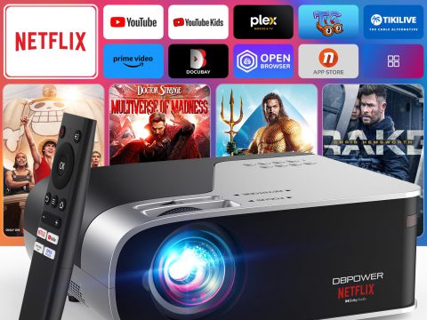 DBPOWER's Officially-Licensed Netflix 5G WiFi Projector with Bluetooth