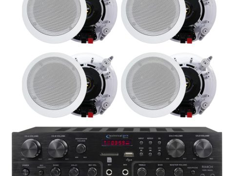 Technical Pro Home Theater System Kit: 4 Channel 1000W, 4 Speakers