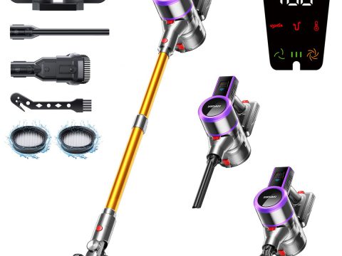 ARFUEE Cordless Vacuum Cleaner: Lightweight, Ultra-Quiet, 60Mins Runtime for Home