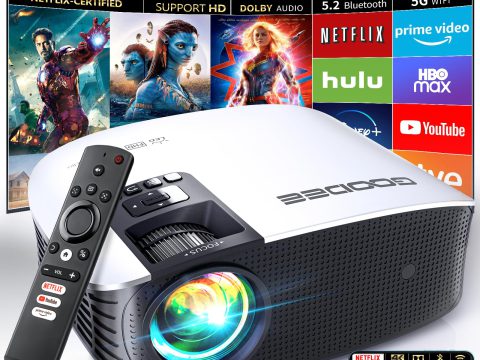 GooDee 5G WiFi Bluetooth Projector: Full HD, 4K Support