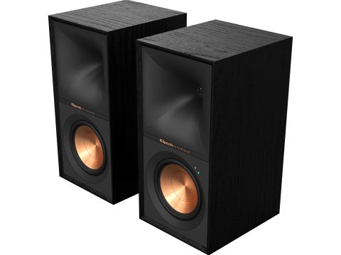 Klipsch R-40PM Speakers: Tractrix Horn, Linear Suspension, Sleek Modern Design