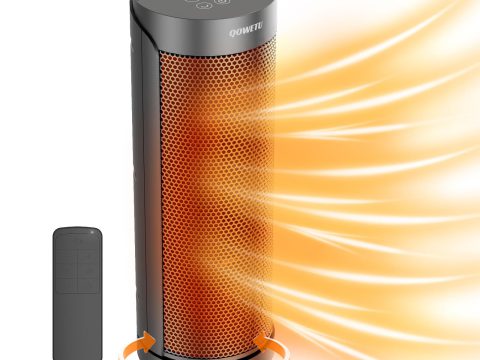 QOWETU Portable Space Heater with Remote - 70° Oscillating Electric