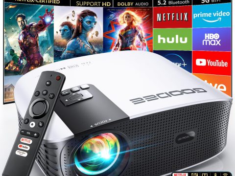 GooDee 1080P WiFi Bluetooth Projector - Full HD Portable