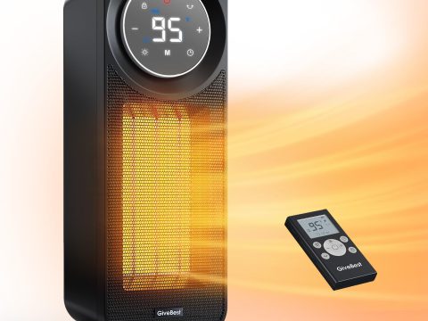Givebest 1500W Touch Panel Space Heater: Quiet, Remote-Controlled, Versatile.