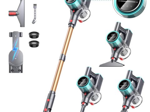 Powerffy Cordless Vacuum: 550W, 60min Runtime, Lightweight Design