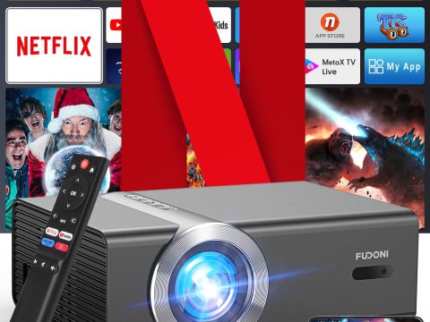 FUDONI 1080P Projector: WiFi, Bluetooth, 4K Supported, Outdoor Use