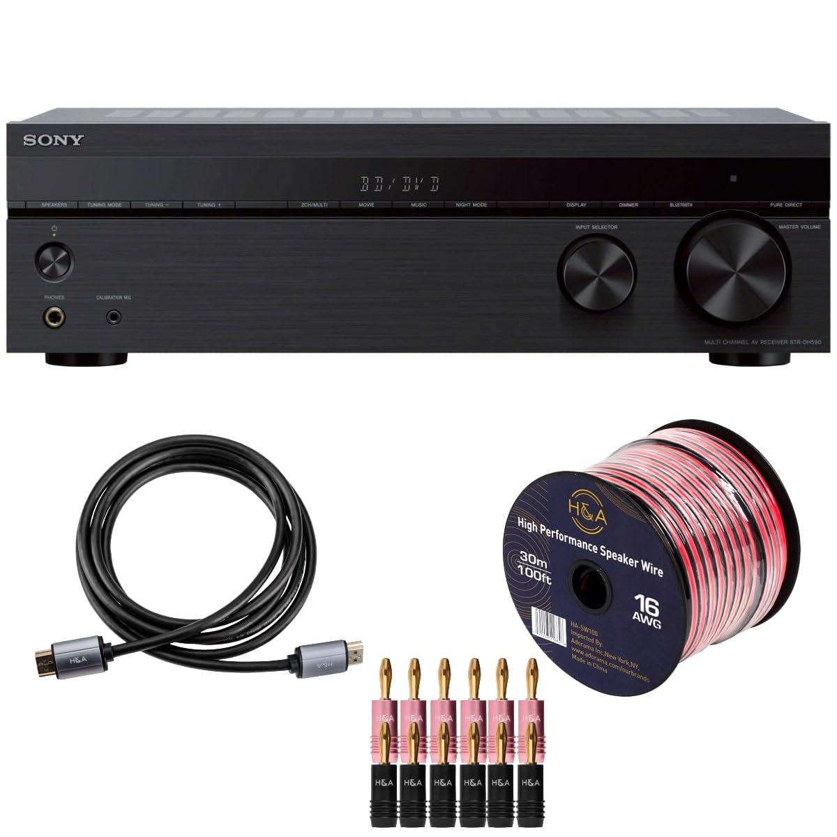 Sony STRDH590 5.2 Channel AV Receiver with HDMI Cable Bundle