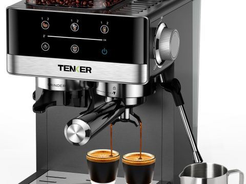 TENKER All-in-One Espresso Machine with Grinder and Frother
