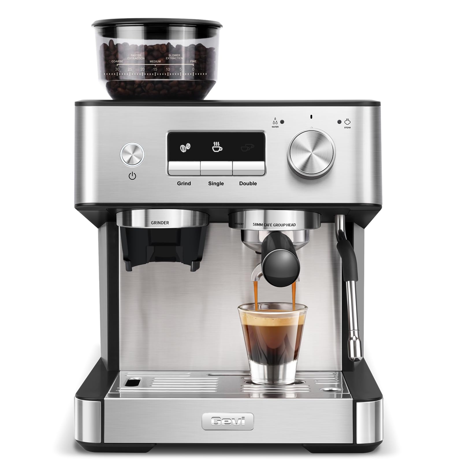 Gevi 20 Bar Espresso Machine with Grinder and Frother