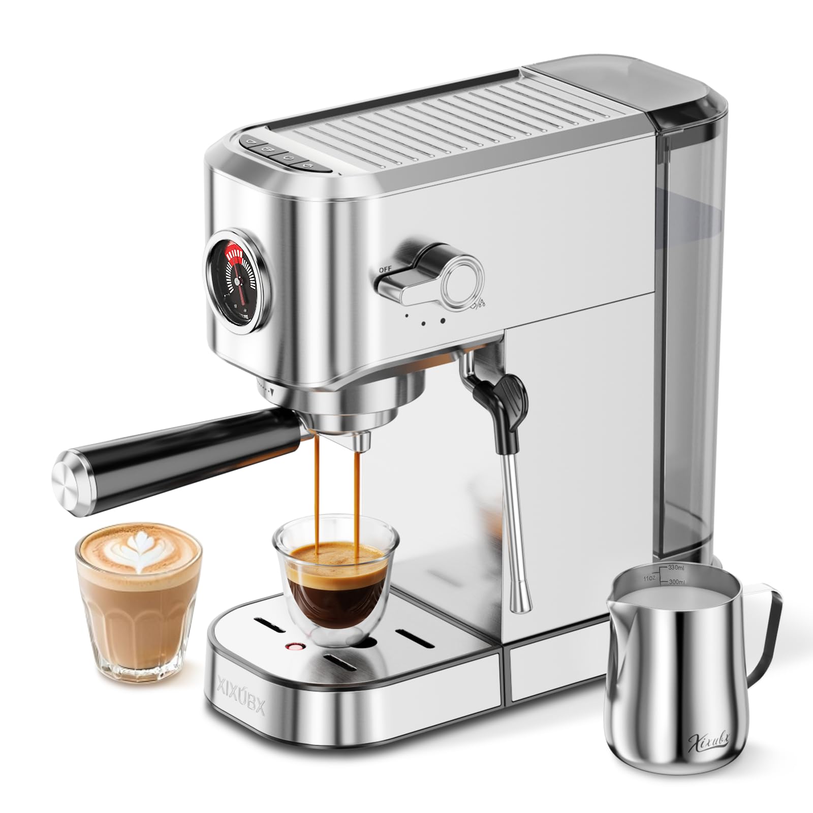 XIXUBX 20Bar Espresso Machine with Milk Frother and Gauge
