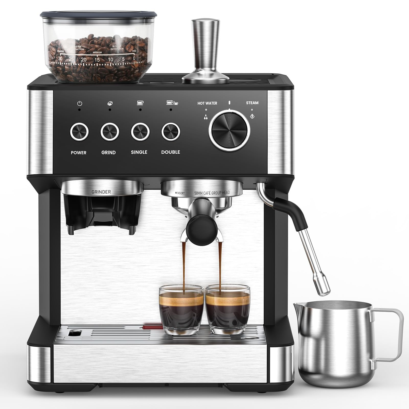 Espresso Machine with Grinder and Frother – Gloss Black
