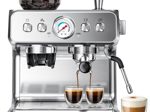 Kismile Espresso Machine with Grinder and Milk Frother