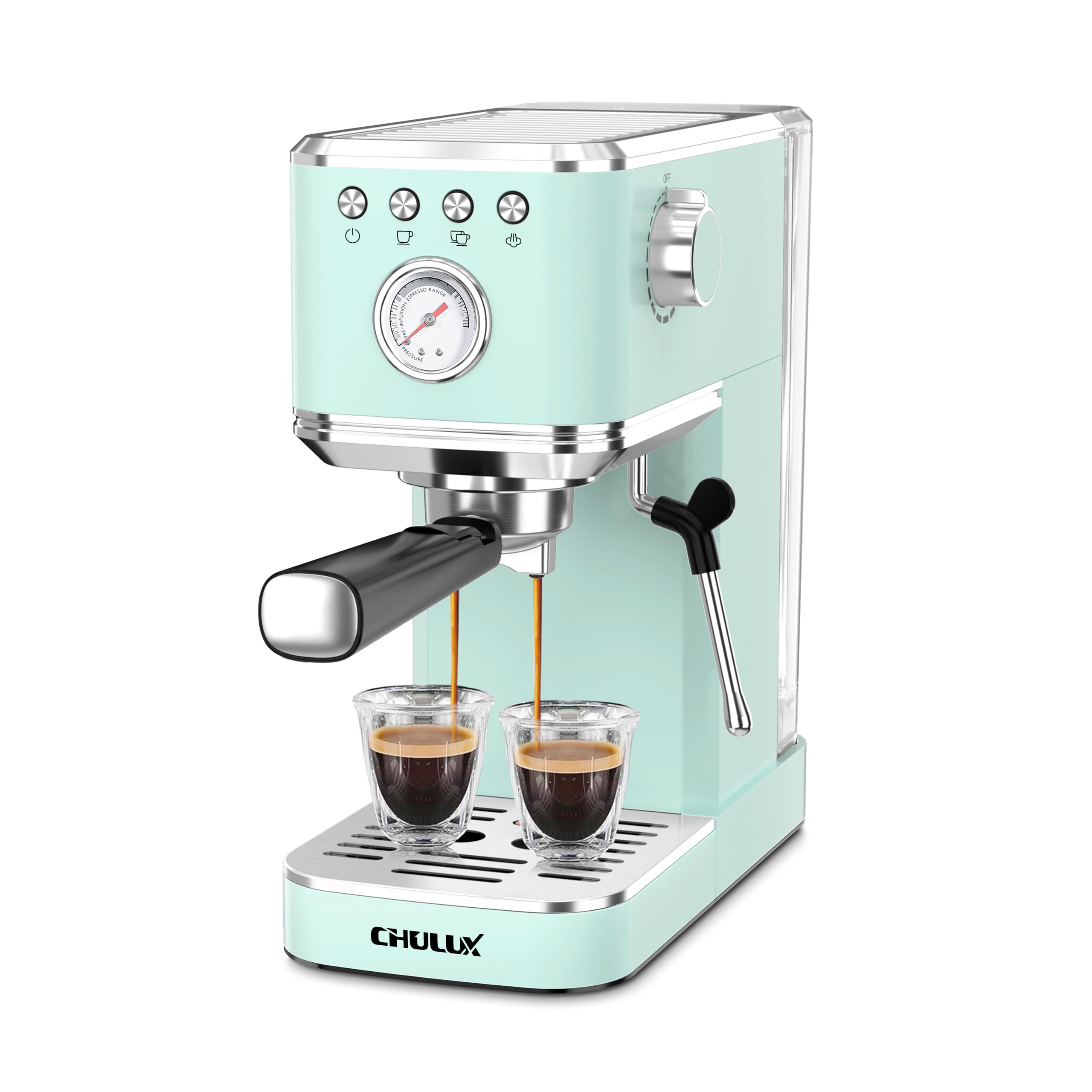 CHULUX Espresso Machine with Milk Frother, 20 Bar Pressure