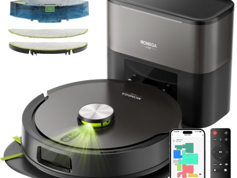 MONSGA Robot Vacuum: 90-Day Self-Emptying, 8000Pa Suction, Smart Mapping