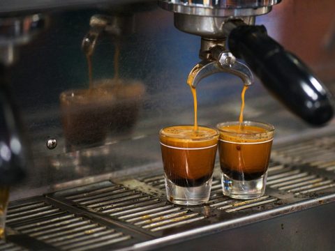 espresso cups on espresso maker