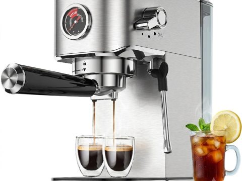 Spacekey Compact Espresso Machine with Milk Frother, 20 Bar