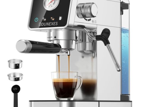 Espresso Machine: 20 Bar, Semi-Automatic, Compact, Silver