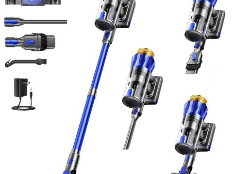 Powerful Cordless Vacuum with 70Mins Runtime and Anti-Tangle Brush
