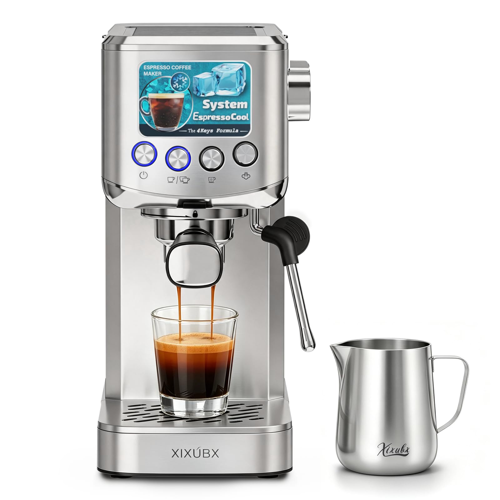 XIXUBX Cold Brew Espresso Machine with Frother, Grey