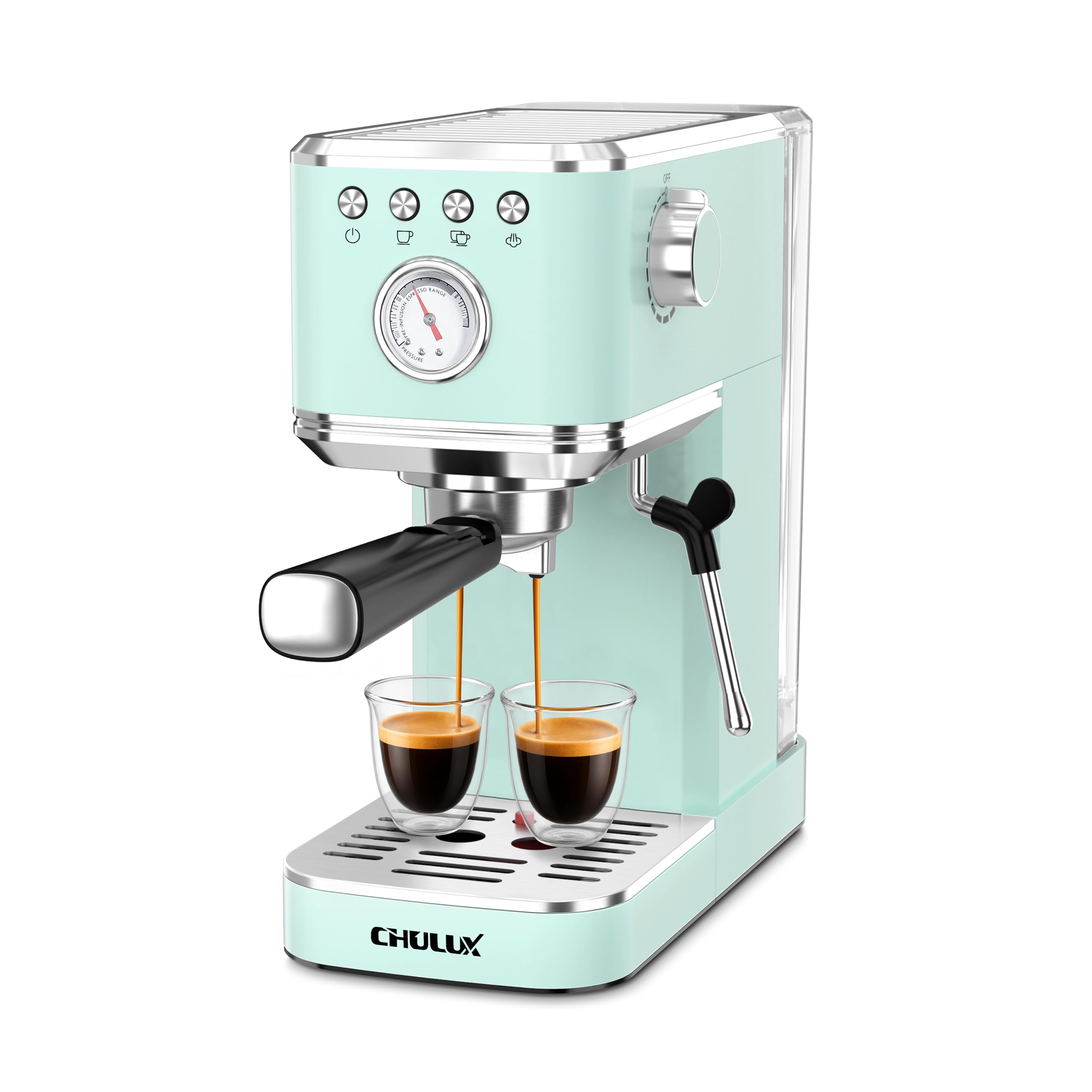 CHULUX Espresso Machine with Milk Frother and Pressure Gauge