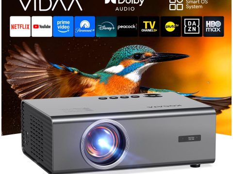 VIDAA 4K Smart Projector with WiFi, Bluetooth, and AI Focus
