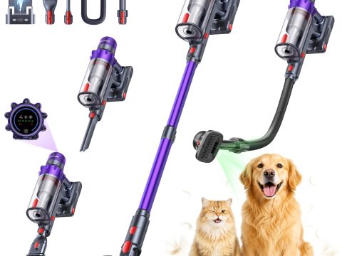 SMOTURE Cordless Vacuum Cleaner with Pet Brush and LED Screen